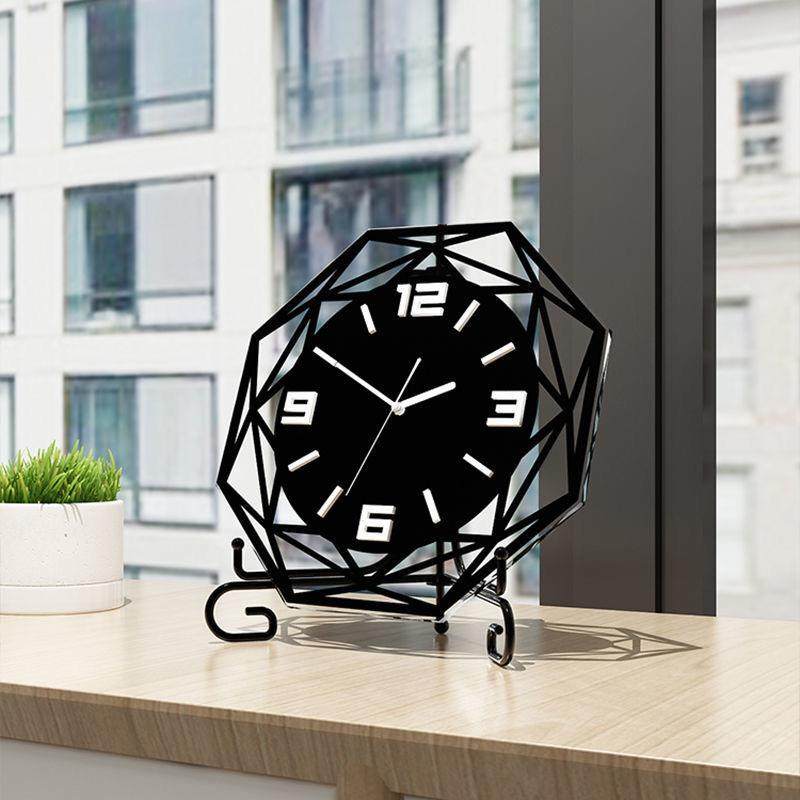 价创意钟表小型静音件摆床头卧室奢装饰时钟厂TCU摆台钟爆轻款座