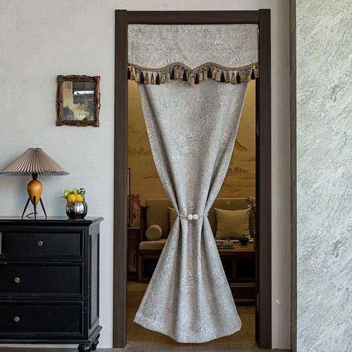 式卧室门帘防走光新布中艺遮挡帘帘欧式免打GUZ孔穿杆宿舍耐脏隔