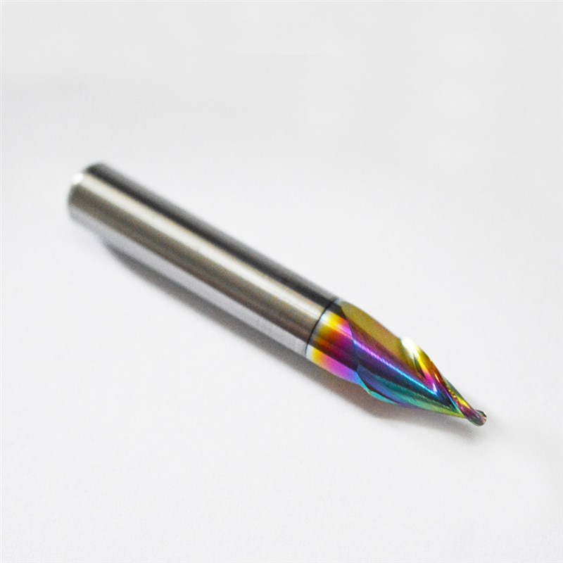 七彩DLC铝用锥度球头铣刀 单头浮雕刀 数控雕刻机铝板锥度刀