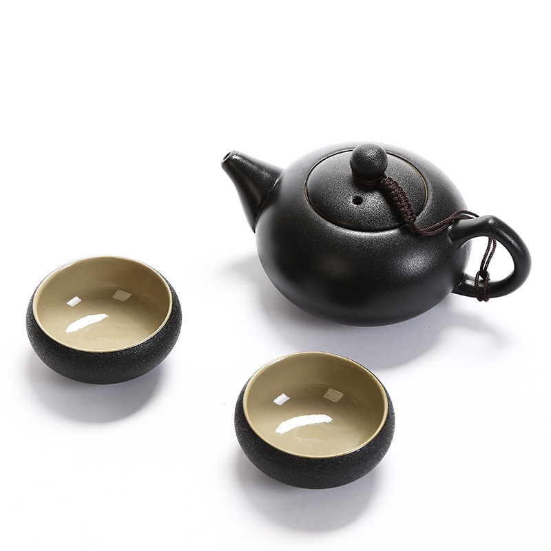 陶瓷功夫茶具禅风黑陶茶壶盖碗中式粗陶茶杯复古风整套家用瓷茶具