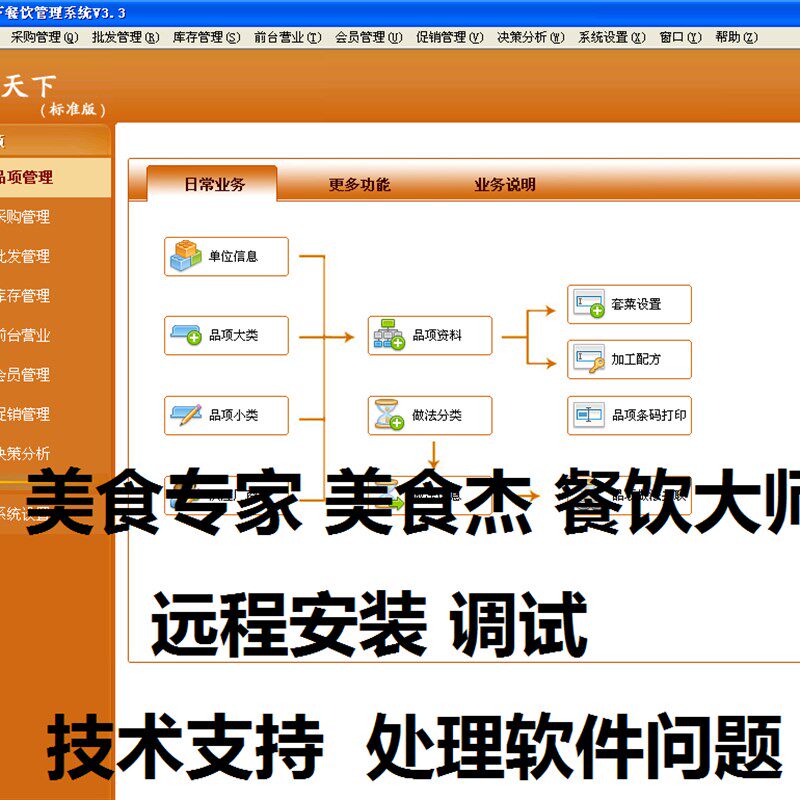 餐饮大师美食杰触摸点菜奶茶快餐火锅收银美食专家系统软件维护