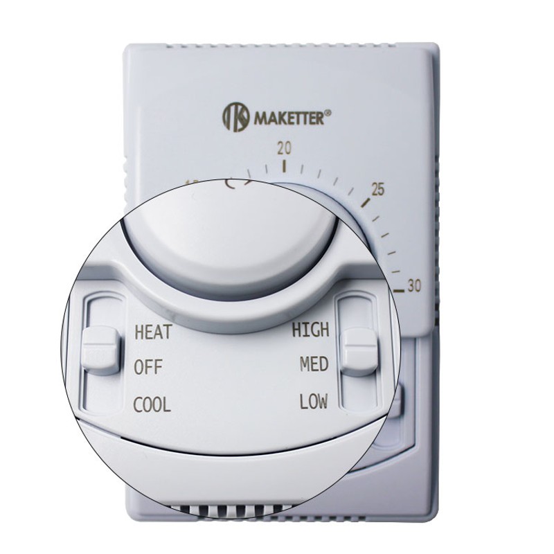 梅柯德MKD101中央空调控制开关面板风机盘管温控器机械旋钮款