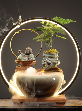 八方来财流水摆件循环水办公室招财开业装饰礼品客厅茶桌小型鱼缸