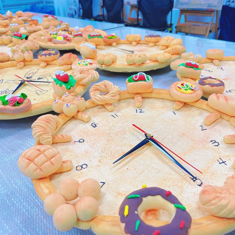手工diy食玩粘土材料幼儿园亲子手工课程面包时钟超轻粘土