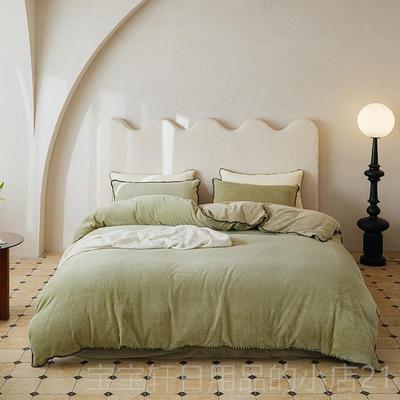 高档超软糯撸猫感丨冬季加厚奶单绒床上四件套双面绒被床2牛024套