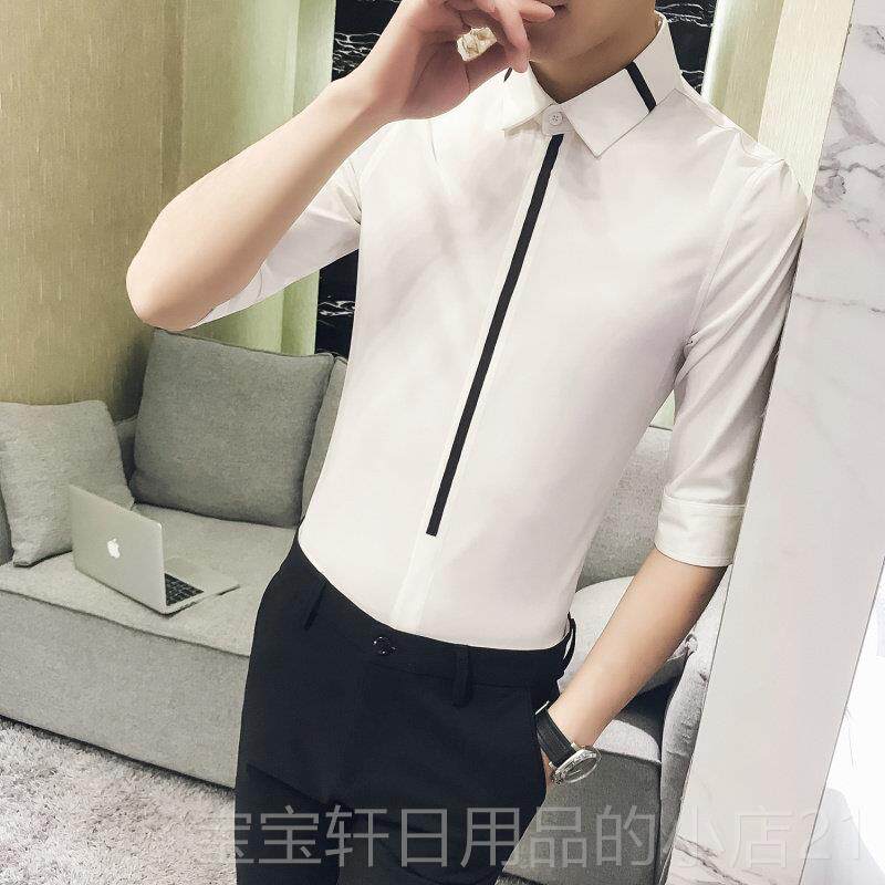 高档酒K发T夜店店少爷服务员酒吧短袖衬衫夜总V会男装理型师工作
