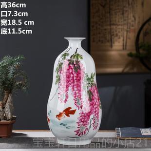 高档正卧品景德镇粉厅彩万花瓶仿古陶瓷器高端电视柜现代客摆室居