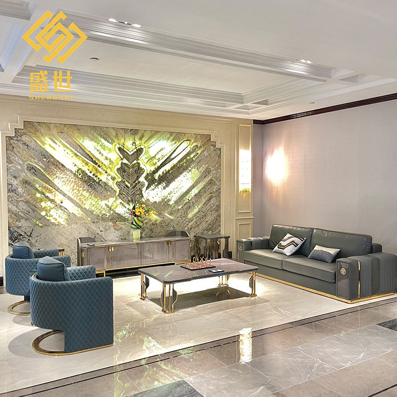 后现代别墅客厅组合奢华高端头层真皮简约轻奢沙发样板间港式家具