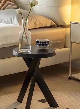 黑色实小茶边几子沙发圆桌木床头中复古风法式矮置物架客ZWX柜厅