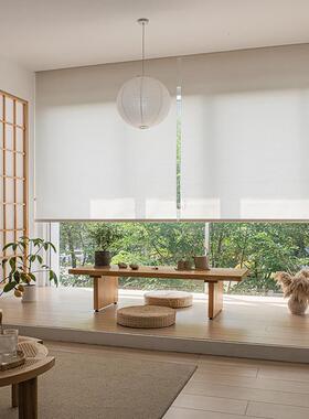 成现公代简约办编室窗帘工厂卷帘-编遮光窗帘卷帘织树皮纹升降卷