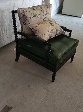 美式村休皮艺沙发客人乡厅别墅闲椅法式JSN实木沙发椅单麻布扶手