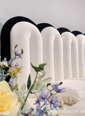 法QCE式拼款色面包款床头榻软包无靠背垫榻米有床头软包新奶油风