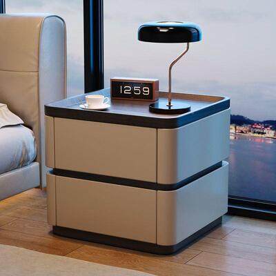 密码锁床头柜代简约实家卧室意式极简现收纳用床边柜轻99045木奢