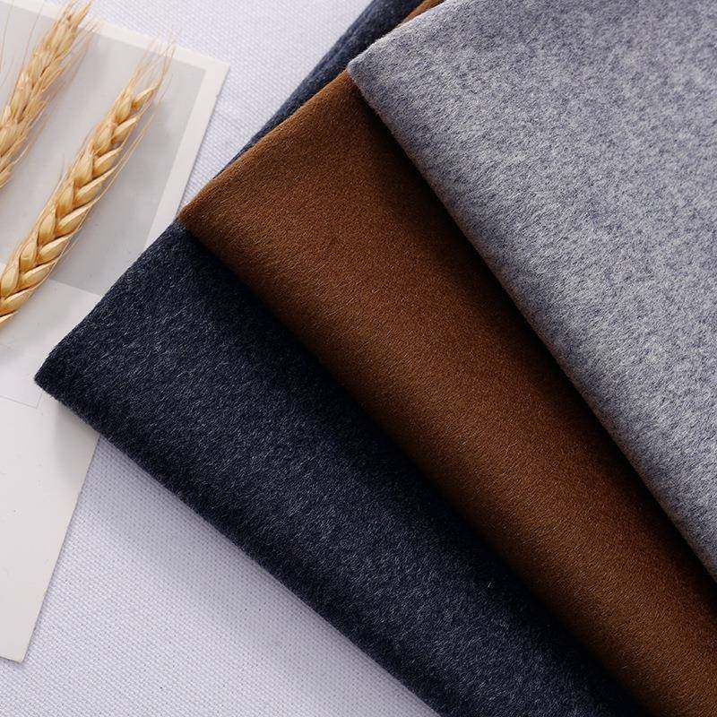 202568450g全羊毛单面呢顺羽毛绒面秋冬外套IAO大衣料面毛呢料布