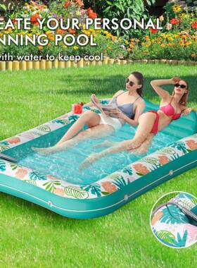 充气美黑泳VRK舟池躺人椅浮排泳双池浮充气人浮床成水床草坪浴缸