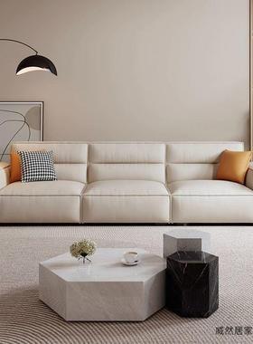 直42257排豆腐块沙高发式奶油风科意技布沙发客厅小户现型代简约