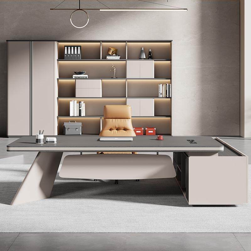 现代简约安装老板桌办公具老板桌桌椅组室合总裁时尚董事家长大包