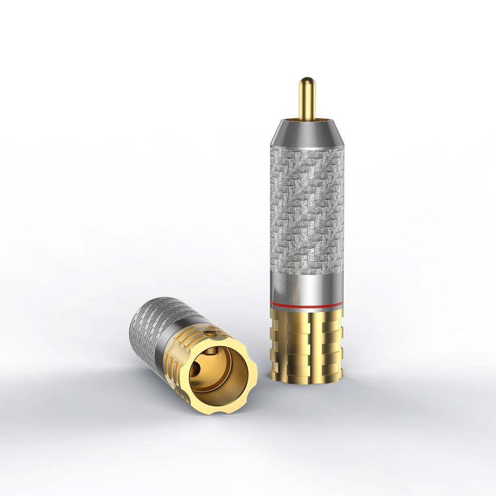 Viborg维堡纯紫铜镀铑RCA插头HiFi发烧音频信号线免焊莲花头10MM