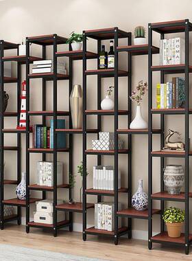 创意客厅隔断置物架铁艺饰架落地花博古架玄关KJZ风装办公室屏展