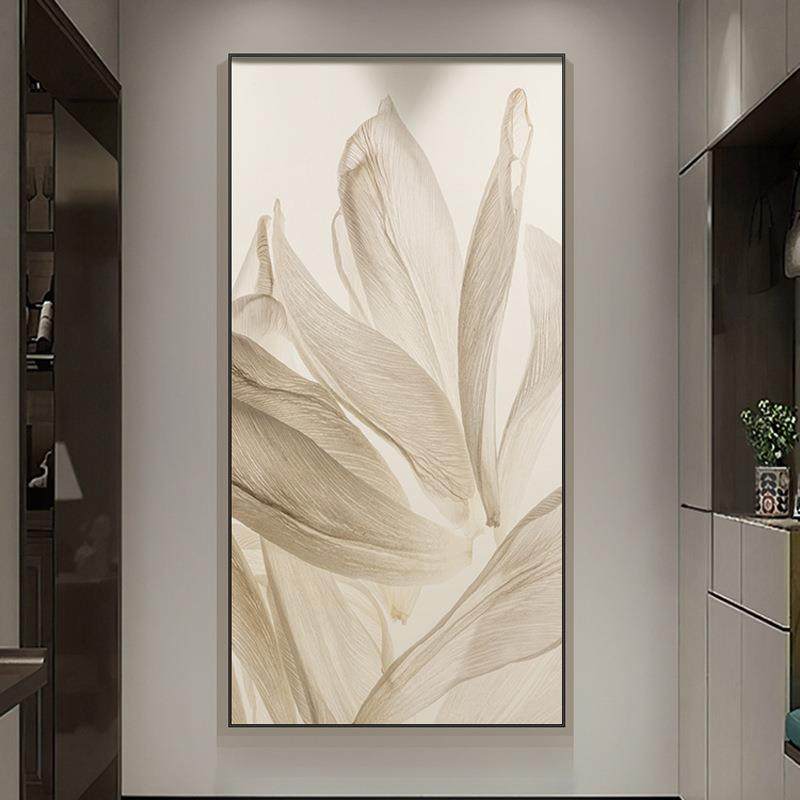 现代简约素卉雅户入玄关装饰画极简花廊客ZWI厅壁画走过道竖版挂