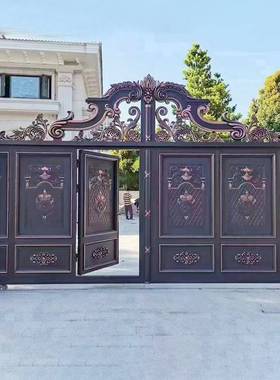 中户铝艺大门别墅入门铝合式金庭院双开大门农村自VXN建房门中式