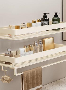 德生国风收纳浴室置物架浴白CWE色室免卫间奶油式壁挂打孔太空铝