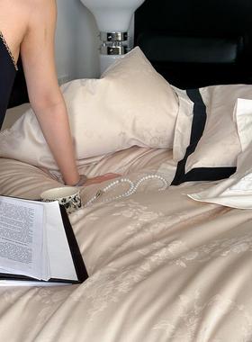 A类高奢风100sTGH长绒棉床上四件端套纯棉全花棉贡缎提被套轻床单