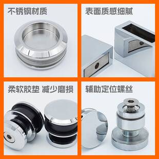 304不锈钢浴室门配件套装方管淋浴房玻璃移门夹干湿分离五金配件