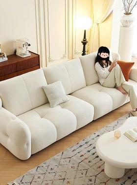 泡芙棉花糖布艺沙发猫抓布法式RSX奶油客厅现沙代简云风朵约发