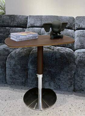 意式轻奢马鞍洽皮边沙几可升降茶几床边桌发几边可旋转角OGE几谈