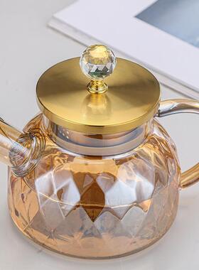 大容量珀色玻璃凉水壶25666客轻奢新款琥饮玻璃料壶家用待凉白开