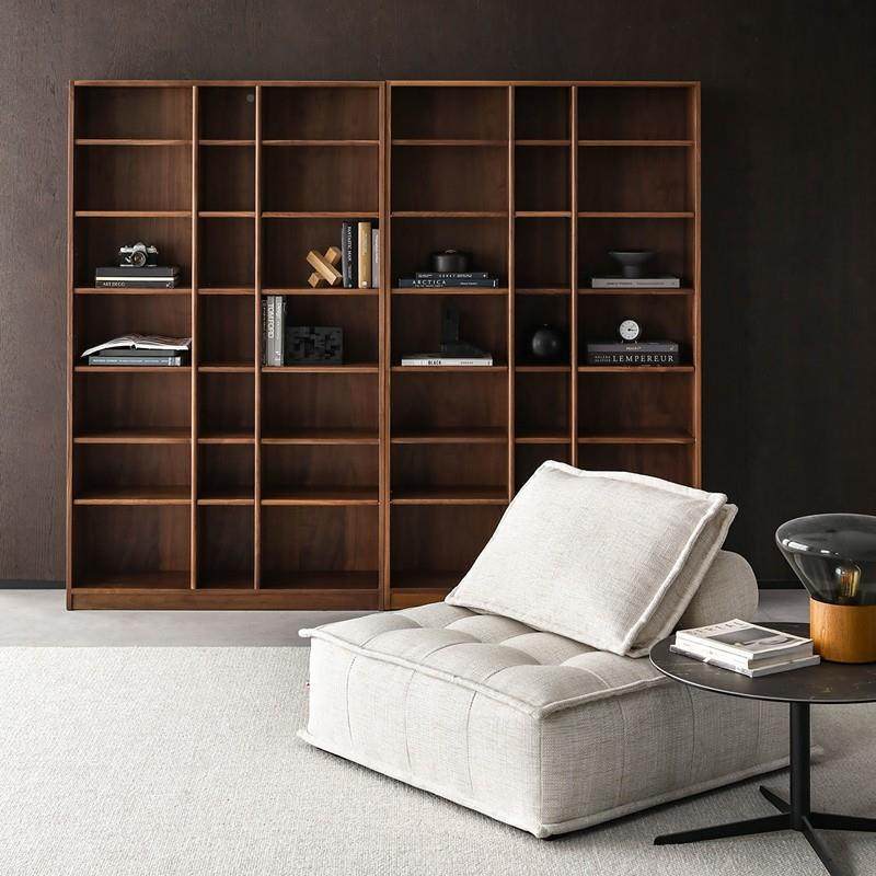 北胡桃木满黑墙组全实木书柜小户型简XDL约美现代合书房书架博古