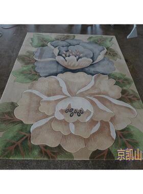 新西兰进茶口毛抽象OWT红色牡丹花客朵中式厅几地毯餐厅羊卧室床