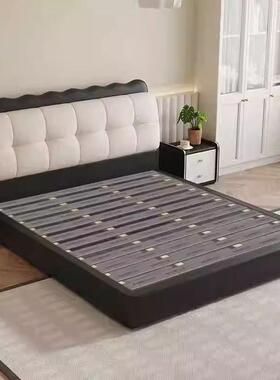 现代人简约WJI芙小床奶泡油风户型布艺软包双人床现代简约双储物