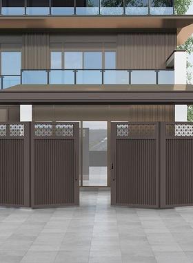 铝合金折电动叠别门农村户外门院387子大墅铁艺庭院门不锈钢入垒