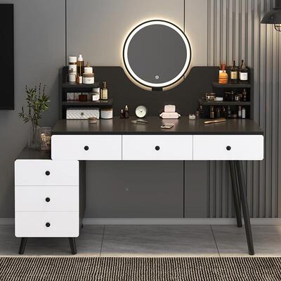 落小户型小化妆桌新32544款奶油风墙梳妆地台卧室角分组层梳妆柜