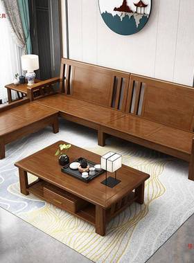 全实木沙中发小贵NUF户型三人位客厅家具组合式经济型转妃角农村沙发