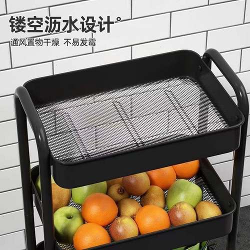 多层房厨置架物落ZY1688-B地可移车动家用小推放蔬菜篮子菜筐玩具