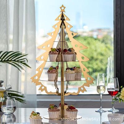 网红甜品14211摆金色点心展架西餐厅示多层台下午茶点心件架创意