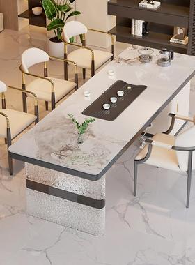 2公025新款泡高端办岩板茶桌烧水壶FKU一体嵌茶入式具一整套办室