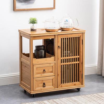 动移茶水柜竹一制茶边柜小型家置用客厅泡茶台烧水壶体边几LPB物