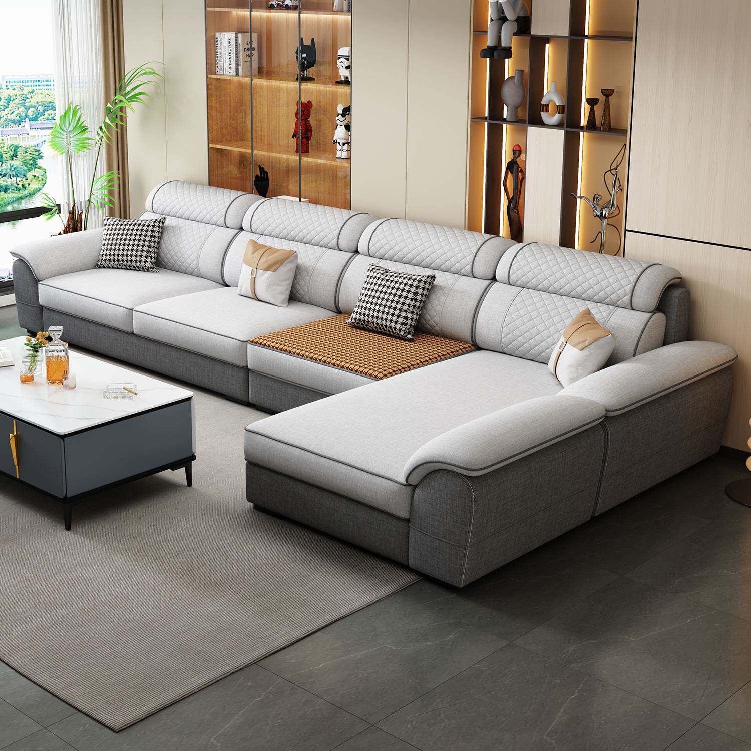 新款冬夏两用布艺沙发现代简约客厅组合可拆洗棉麻大小户型猫爪皮