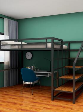 铁艺高床单上层M-10880成人童双层阁式省空间楼上架下铺铁架床儿