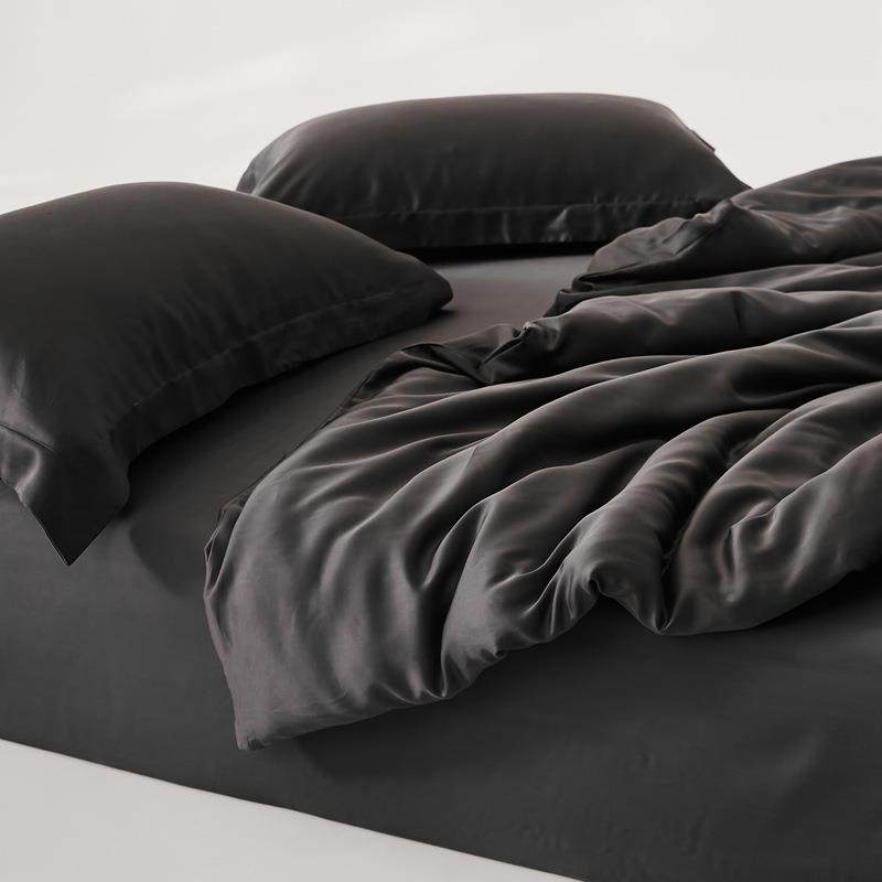 高端夏滑季兰精天四件套纯色8H-005黑6丝0支丝裸睡莱床赛尔凉感床