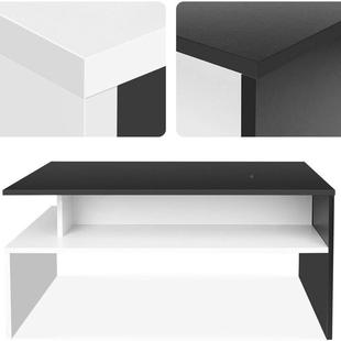 现代约几简客厅家用小户型矮桌MLC21创意时尚 形黑茶白配色方茶几
