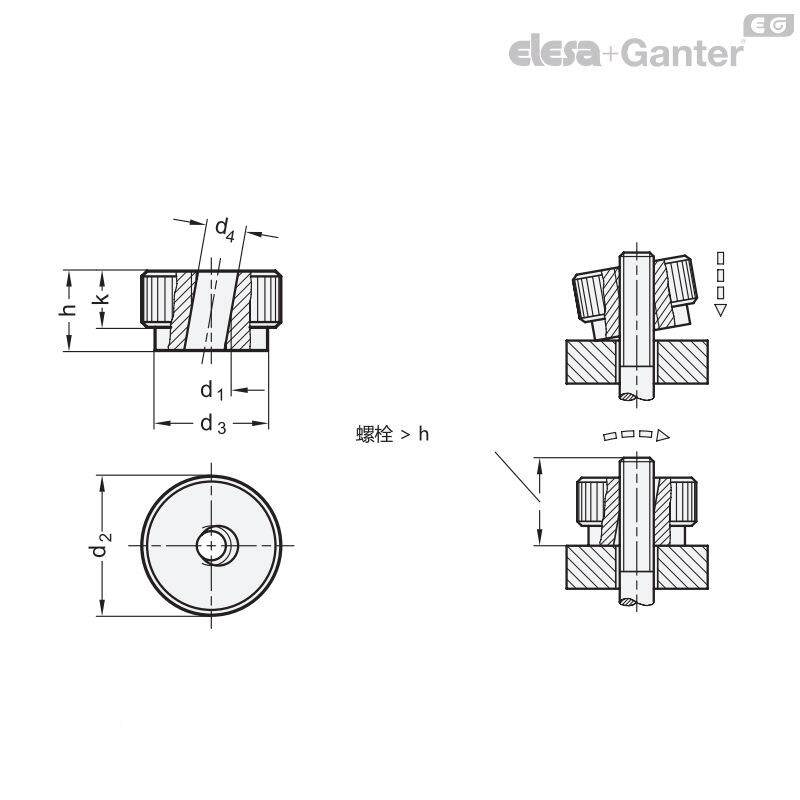 Elee104saGantr伊莉莎冈特GN6303.1快拆式滚花螺母