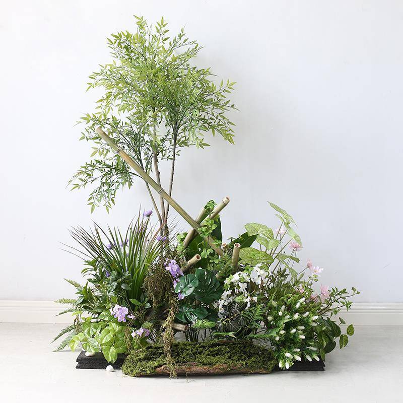 植物景观布置竹子绿植园景套装室内盆栽橱窗楼梯仿生态造景绿植