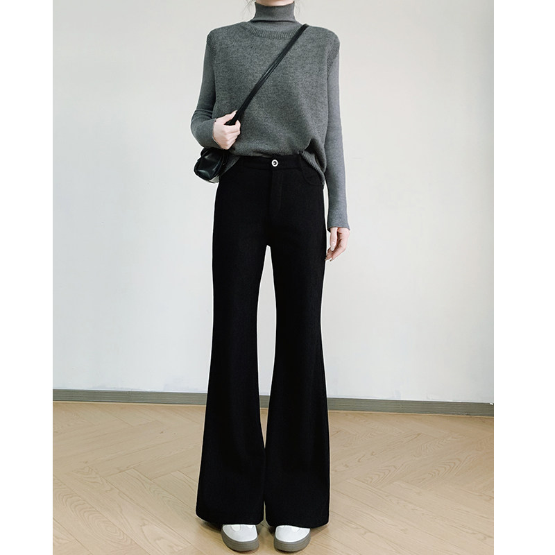 西装喇叭裤女高腰春秋2026新款修身微喇裤显瘦加绒垂坠感马蹄裤子