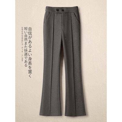 加秋绒筒毛呢裤Y女2QB冬2GBD05款松紧腰人新字纹直瘦裤显微喇修身