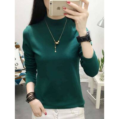 2FWV半纯领棉打底拉衫IKB女装春秋冬搭显瘦高205美德穿搭中内领长